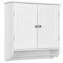Wall Mounted Bathroom Storage Medicine Cabinet with Towel Bar-White