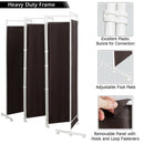 6-Panel Room Divider Folding Privacy Screen -Brown
