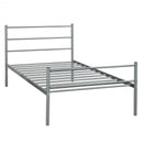 Twin Size Metal Bed Frame Platform with Headboard-Silver