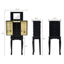 2 Colors Armoire Storage Standing Jewelry Cabinet with Mirror-Black