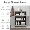 Wood Freestanding Bathroom Storage Cabinet with Double Shutter Door-Gray
