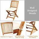 3PCS Patio Folding Wooden Bistro Set Cushioned Chair -White