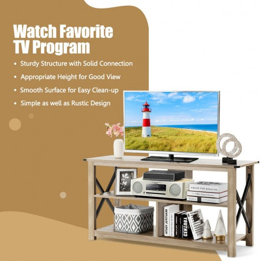Modern Farmhouse TV Stand Entertainment Center for TV's up to 55Inch with Open Shelves
