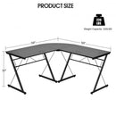 59" L-Shaped Corner Desk Computer Table for Home Office Study Workstation-Black