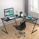 59" L-Shaped Corner Desk Computer Table for Home Office Study Workstation-Black