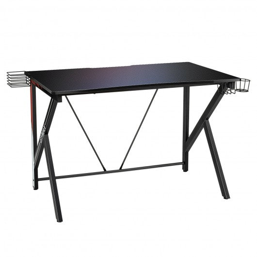 K-Shaped Computer Gaming Desk 45" Racing Desk with Cup Headphone Holder and Game Storage