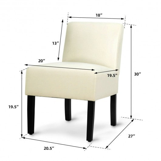 Accent Chair Fabric Upholstered Leisure Chair with Wooden Legs Beige-Beige