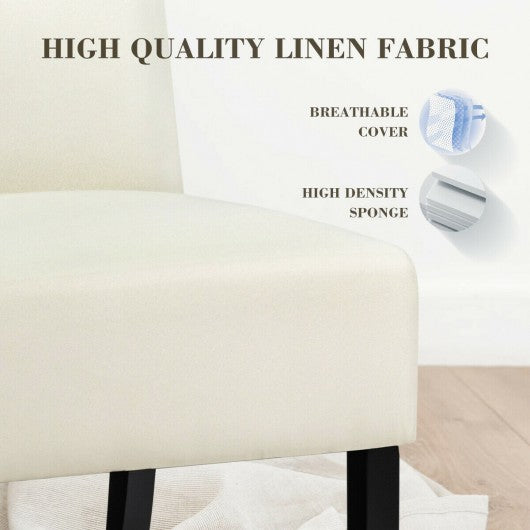 Accent Chair Fabric Upholstered Leisure Chair with Wooden Legs Beige-Beige