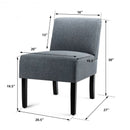 Accent Chair Fabric Upholstered Leisure Chair with Wooden Legs-Gray