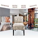 Armless Letter Print Fabric Chair with Solid Wood Legs