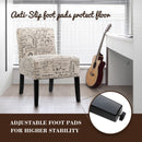 Armless Letter Print Fabric Chair with Solid Wood Legs