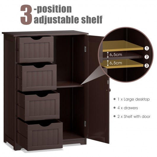Standing Indoor Wooden Cabinet with 4 Drawers-Brown
