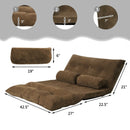 6-Position Adjustable Sleeper Lounge Couch with 2 Pillows-Coffee