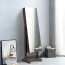 Standing Jewelry Armoire Cabinet with Full Length Mirror-Brown
