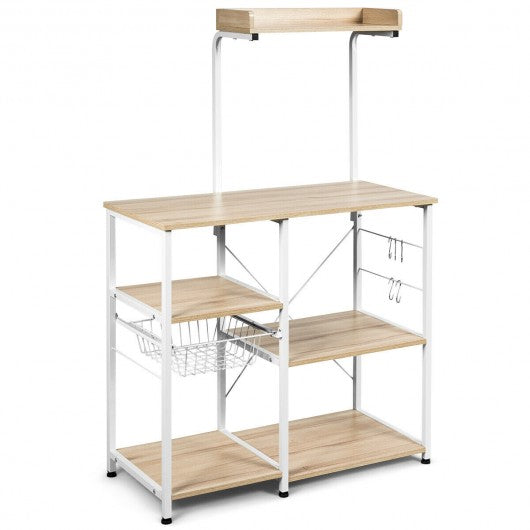 4 Tier Vintage Kitchen Baker's Rack Utility Microwave Stand-Natural