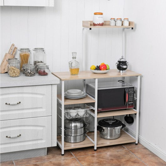4 Tier Vintage Kitchen Baker's Rack Utility Microwave Stand-Natural