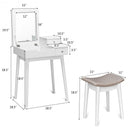 Vanity Dressing Table Set Flip Mirror Desk Furniture Stool