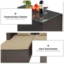 5-Piece Rattan Patio Furniture Set Adjustable Sofa Cushioned Ottoman