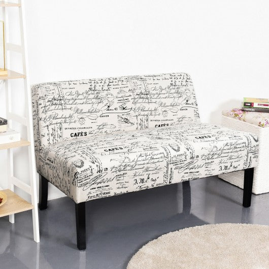 Living Room Wooden Leg Armless Loveseat Sofa-Multicolor