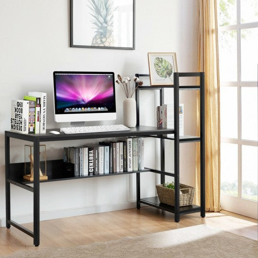 59" Computer Desk Home Office Workstation 4-Tier Storage Shelves-Black
