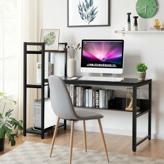 59" Computer Desk Home Office Workstation 4-Tier Storage Shelves-Black