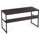 55" Computer Desk Writing Table Workstation Home Office with Bookshelf-Espresso