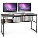 55" Computer Desk Writing Table Workstation Home Office with Bookshelf-Espresso