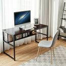 55" Computer Desk Writing Table Workstation Home Office with Bookshelf-Espresso