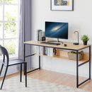 55" Computer Desk Writing Table Workstation Home Office with Bookshelf-Natural