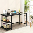 47"-55" Computer Desk Office Study Table Workstation Home with Adjustable Shelf Black-L