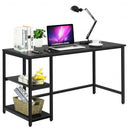47"-55" Computer Desk Office Study Table Workstation Home with Adjustable Shelf Black-L