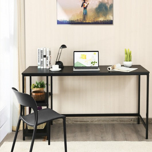 47"-55" Computer Desk Office Study Table Workstation Home with Adjustable Shelf Black-L