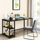 47"-55" Computer Desk Office Study Table Workstation Home with Adjustable Shelf Black-L