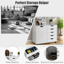 5-Drawer Dresser Chest Mobile Storage Cabinet with Door-White
