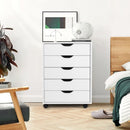 5 Drawer Mobile Lateral Filing Storage Home Office Floor Cabinet with Wheels-White