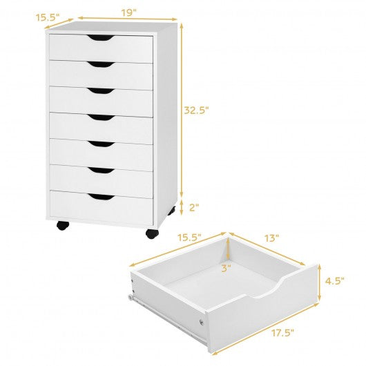 7-Drawer Chest Storage Dresser Floor Cabinet Organizer with Wheels