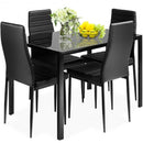 5 pcs Metal Frame and Glass Tabletop Dining Set