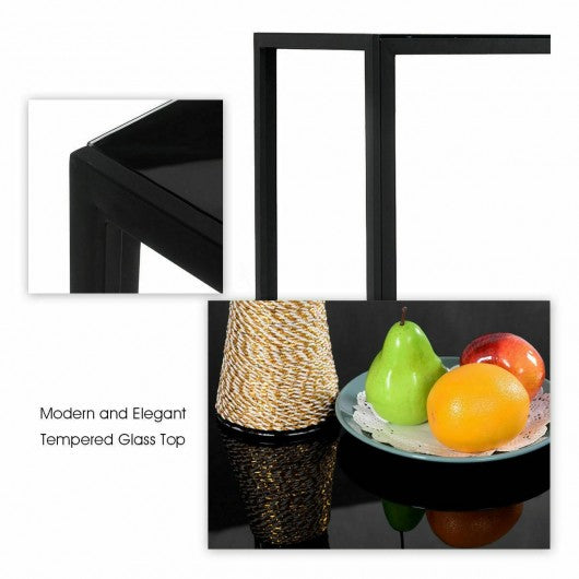 5 pcs Metal Frame and Glass Tabletop Dining Set