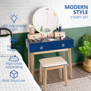 Makeup Vanity Table Set 3 Color Lighting Dressing Table-Navy