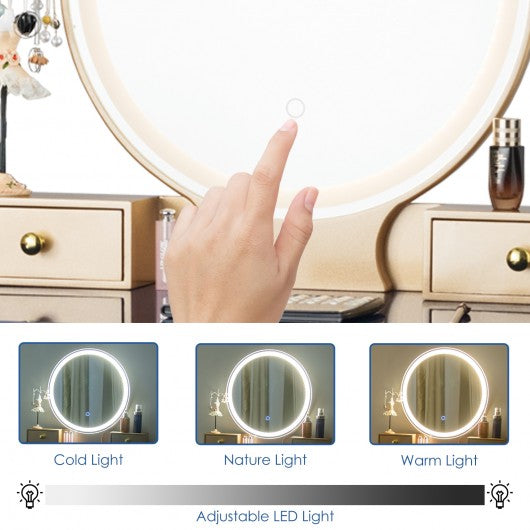 Makeup Vanity Table Set 3 Color Lighting Dressing Table-Navy