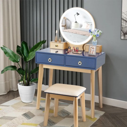 Makeup Vanity Table Set 3 Color Lighting Dressing Table-Navy