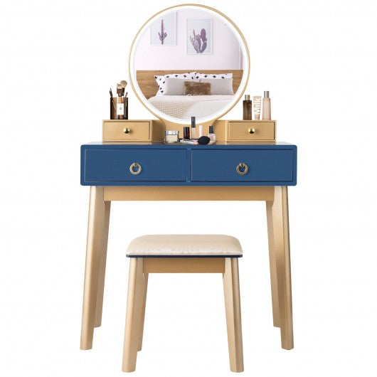 Makeup Vanity Table Set 3 Color Lighting Dressing Table-Navy