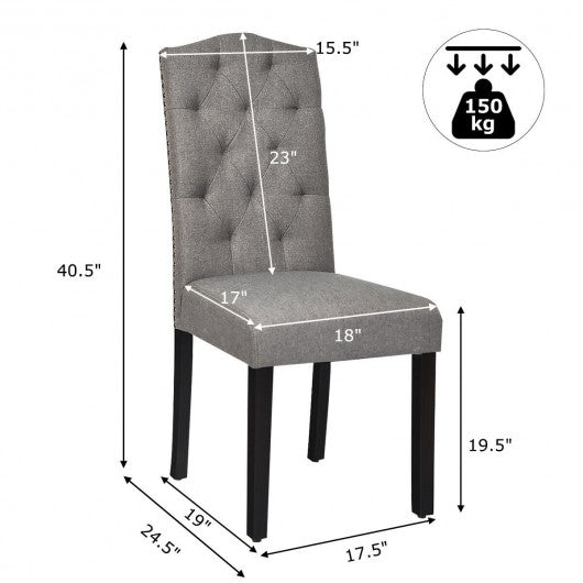 Set of 2 Tufted Upholstered Dining Chair-Gray