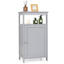 Bathroom Wooden Floor Cabinet with Multifunction Storage Rack-Gray
