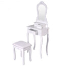 Makeup Dressing Table and Bench 3 Drawers and Cushioned Stool for Girls-White