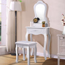Makeup Dressing Table and Bench 3 Drawers and Cushioned Stool for Girls-White