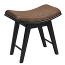 Modern Dressing Makeup Stool with Concave Seat Rubberwood Legs-Black