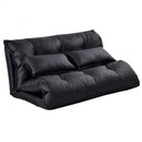 Foldable PU Leather Leisure Floor Sofa Bed w- 2 Pillows