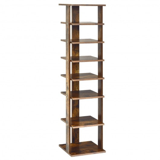 Wooden Shoes Storage Stand 7 Tiers Shoe Rack Organizer Multi-shoe Rack Shoebo-Rustic Brown