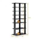 7-Tier Dual Shoe Rack Free Standing Shelves Storage Shelves Concise-Black
